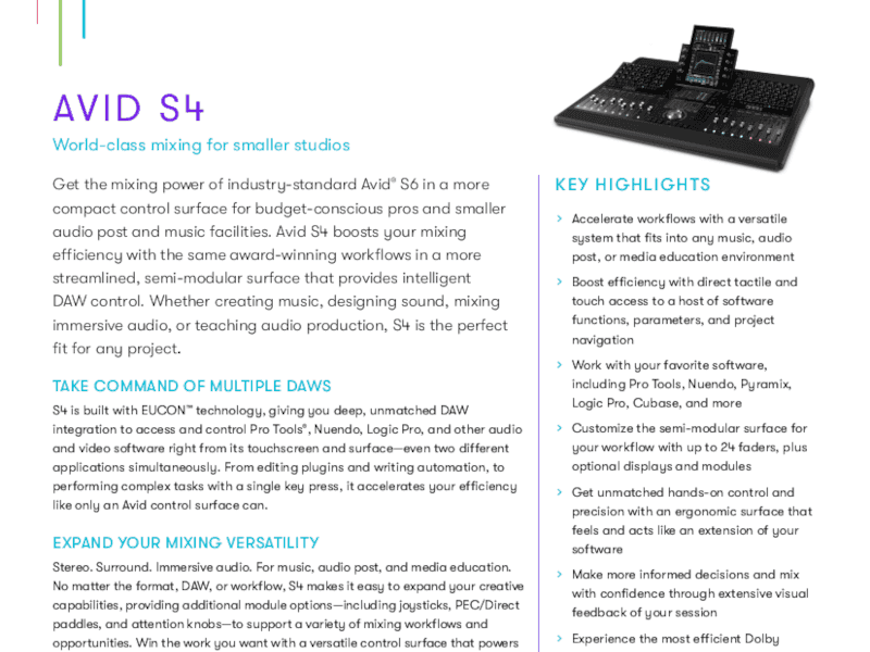 Avid Datasheet